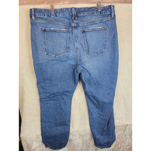 Good American Womens High Rise Straight Leg Blue Jeans Raw Hem Size 18 GCB235T - Picture 2 of 14